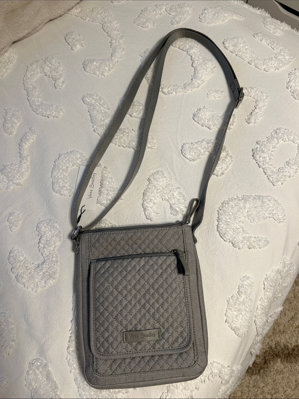 Vera Bradley Gray Quilted Crossbody Sling Bag